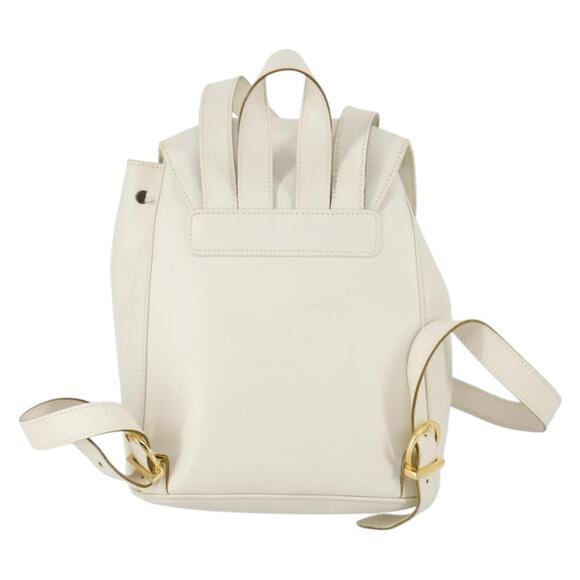 Salvatore Ferragamo Backpack Leather White Gold Auth 154163 main image 8